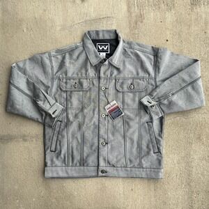 Webs Jeans Mens Denim Jacket Silver‎ XL Trucker NWOT Vintage 90s Y2K Hip Hop